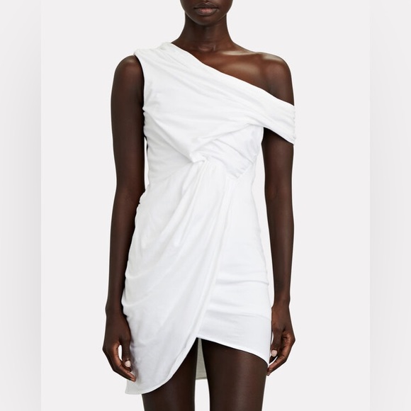 IRO Ermett Draped Jersey Dress In White, XS - Picture 4 of 10